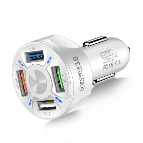4-Port USB Car Charger with QC3.0 Fast Charging – 7A Output